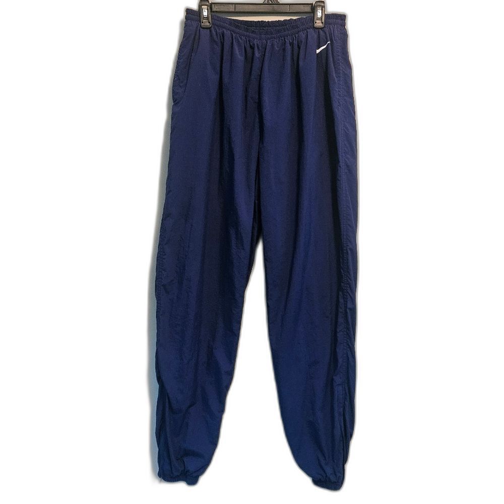 Vtg NIKE Windbreaker Parachute Track Pants Ankle Zip Navy Mens Size XL Lined Y2K